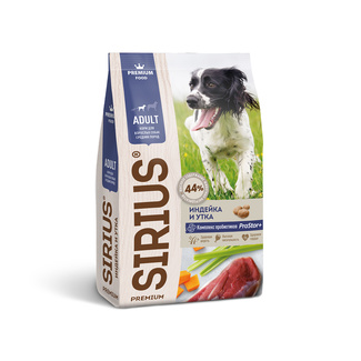 Sirius сухой корм для собак средних пород, индейка и утка 12 кг