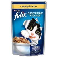 Влажный корм для взрослых кошек Felix Аппетитные кусочки с курицей в желе 85 г